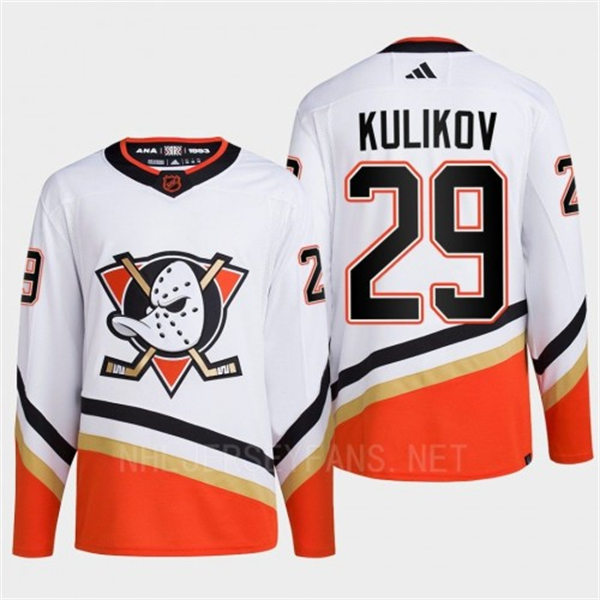  Men's Anaheim Ducks #29 Dmitry Kulikov White 2022 Reverse Retro Primegreen Jersey 
