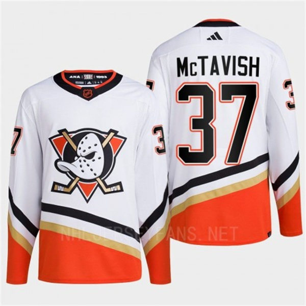  Men's Anaheim Ducks #37 Mason McTavish White 2022 Reverse Retro Primegreen Jersey 
