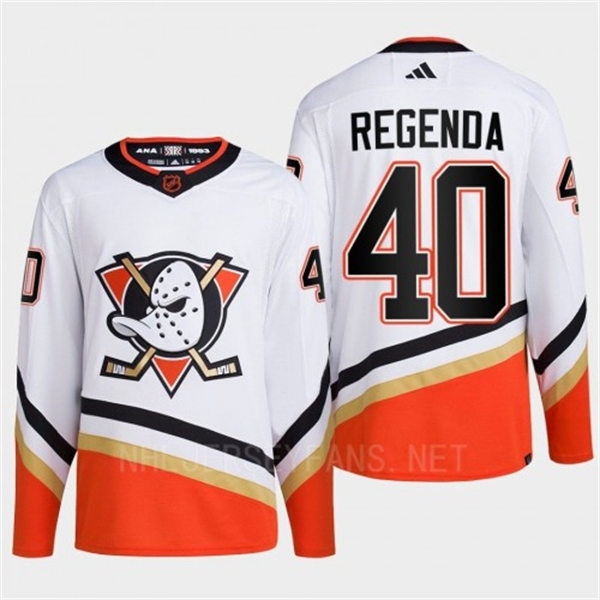  Men's Anaheim Ducks #40 Pavol Regenda White 2022 Reverse Retro Primegreen Jersey 
