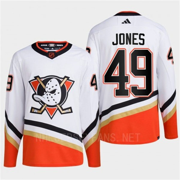  Men's Anaheim Ducks #49 Max Jones White 2022 Reverse Retro Primegreen Jersey 