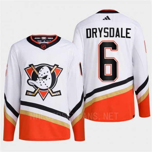  Men's Anaheim Ducks #6 Jamie Drysdale White 2022 Reverse Retro Primegreen Jersey 