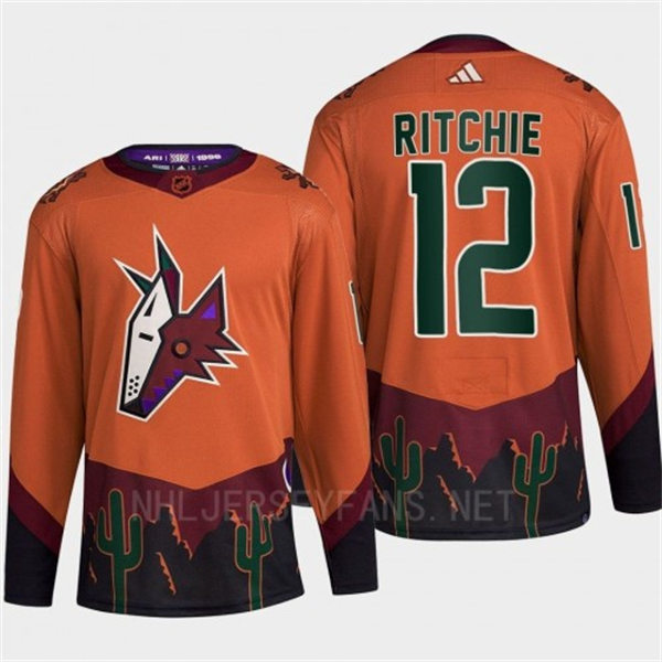  Men's Arizona Coyotes #12 Nick Ritchie Orange Maroon 2022 Reverse Retro Primegreen Jersey 
