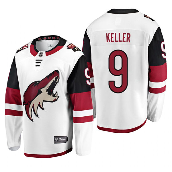  Men's Arizona Coyotes #9 Clayton Keller Sitched Adidas Away White Jersey 