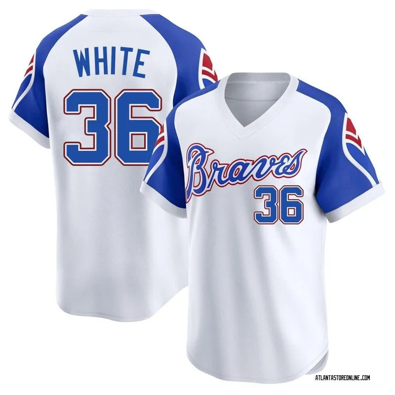  Men's Atlanta Braves #36 Eli White Nike White Pullover Cooperstown Jersey 