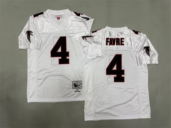  Men's Atlanta Falcons #4 Brett Favre 1991 White Black Throwback Jersey 