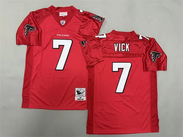  Men's Atlanta Falcons #7 Michael Vick 2003 Red Throwback Jersey 
