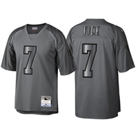  Men's Atlanta Falcons Retired Player #7 Michael Vick Charcoal Throwback Metal Legacy Jersey 