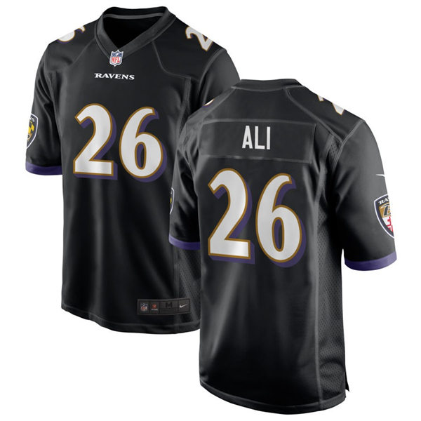  Men's Baltimore Ravens #26 Rasheen Ali Nike Black Alternate Vapor Limited Player Jersey 