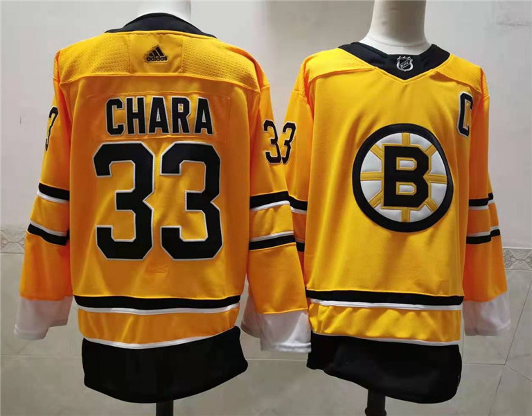  Men's Boston Bruin #33 Zdeno Chara Yellow 2021 adidas NHL REVERSE RETRO JERSEYS 
