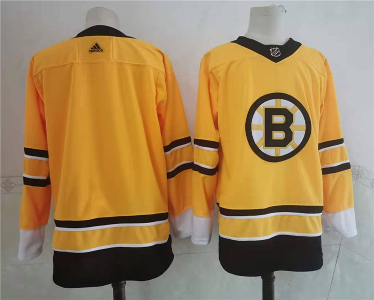  Men's Boston Bruin Blank Yellow 2021 adidas NHL REVERSE RETRO JERSEYS 