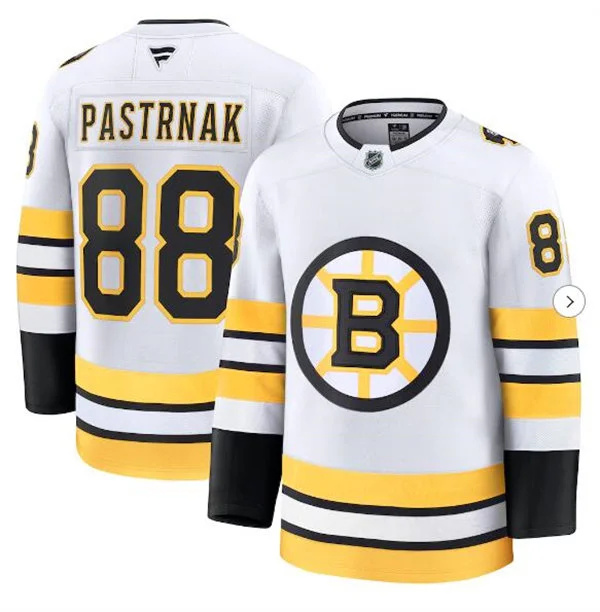  Men's Boston Bruins #88 David Pastrnak Fanatics 2025 Away White Premium Player Jersey 