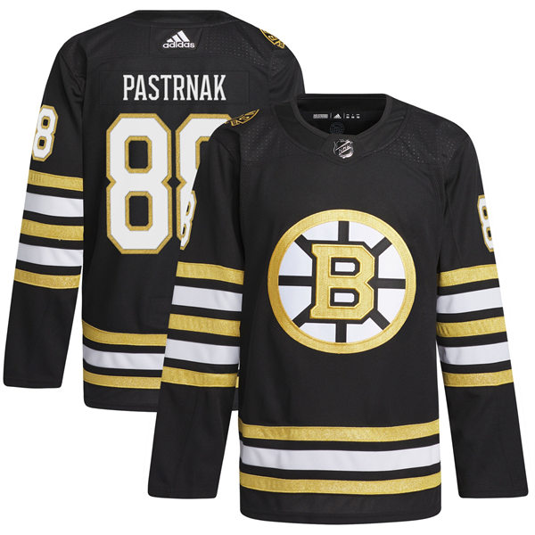 Men's Boston Bruins #88 David Pastrnak adidas 100th Anniversary Primegreen Authentic Jersey - Black 