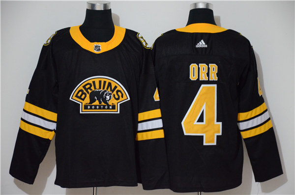  Men's Boston Bruins Retired Player #4 Bobby Orr adidas Black Alternate Third Jersey 