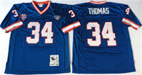  Men's Buffalo Bills #34 Thurman Thomas Blue Mitchell & Ness Throwback Vintage Football Jersey 