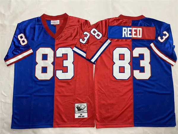  Men's Buffalo Bills #83 Andre Reed Royal Red Splt Two Tone 1990 Throwback Vintage Football Jersey 