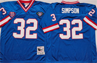  Men's Buffalo Bills Retired Player #32 O.J. Simpson Mitchell & Ness Blue Throwback Football Jersey 