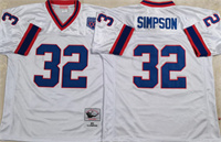  Men's Buffalo Bills Retired Player #32 O.J. Simpson Mitchell & Ness White Throwback Jersey 
