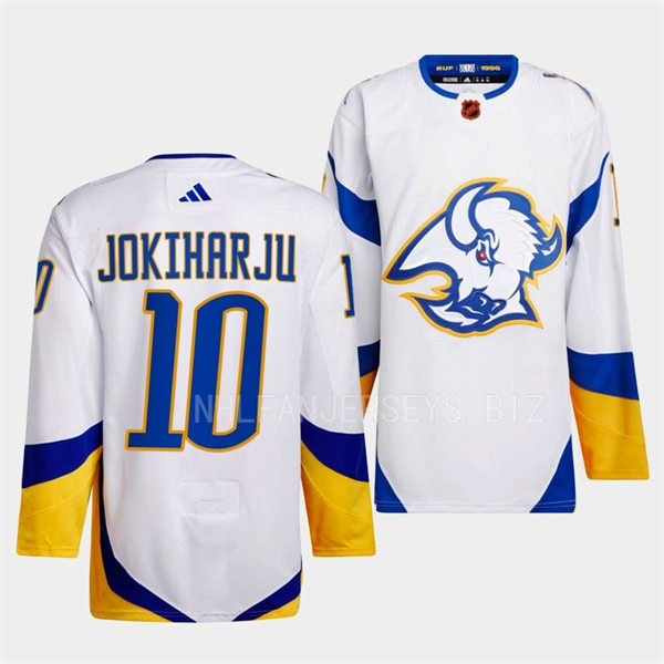  Men's Buffalo Sabres #10 Henri Jokiharju White 2022 Reverse Retro Primegreen Jersey 