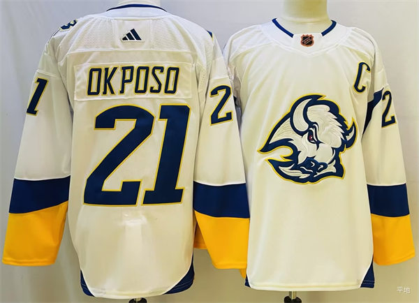  Men's Buffalo Sabres #21 Kyle Okposo White 2022 Reverse Retro Primegreen Jersey 