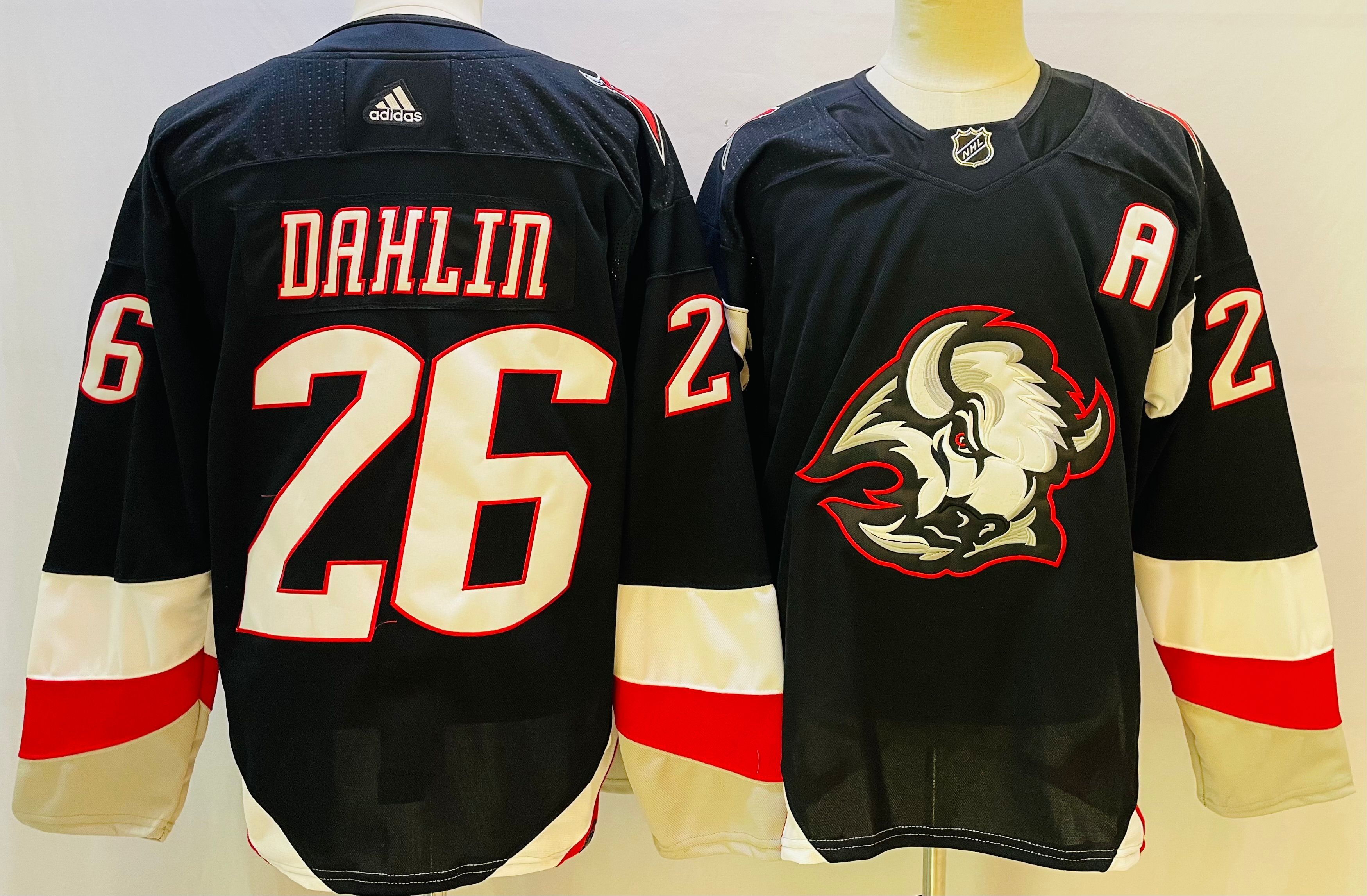 Men's Buffalo Sabres #26 Rasmus Dahlin Black alternate 2022-23 Goathead Jersey 