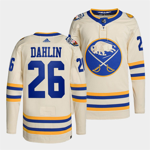  Men's Buffalo Sabres #26 Rasmus Dahlin Cream 2022 NHL Heritage Classic Premier Player Jersey 