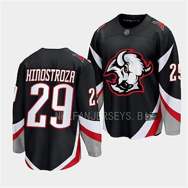  Men's Buffalo Sabres #29 Vinnie Hinostroza Black alternate 2022-23 Goathead Jersey 