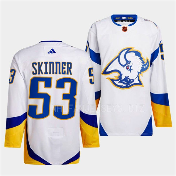 Men's Buffalo Sabres #53 Jeff Skinner White 2022 Reverse Retro Primegreen Jersey 