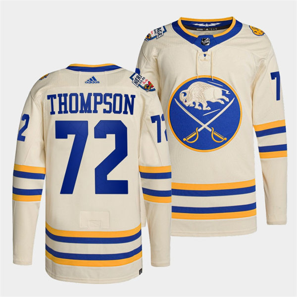  Men's Buffalo Sabres #72 Tage Thompson Cream 2022 NHL Heritage Classic Premier Player Jersey 