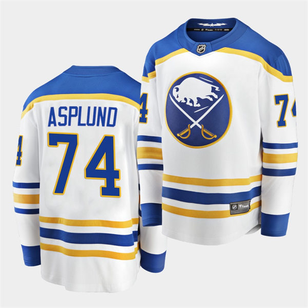  Men's Buffalo Sabres #74 Rasmus Asplund Adidas White Royal Away Premier Player Jersey 