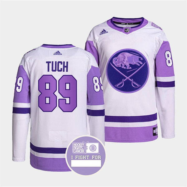  Men's Buffalo Sabres #89 Alex Tuch 2021-22 White Purple Hockey Fights Cancer Jersey 