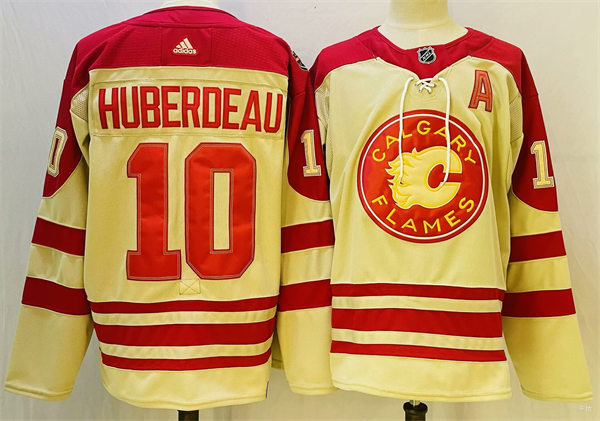  Men's Calgary Flames #10 Jonathan Huberdeau 2023 NHL Heritage Classic Premier Player Jersey Cream 