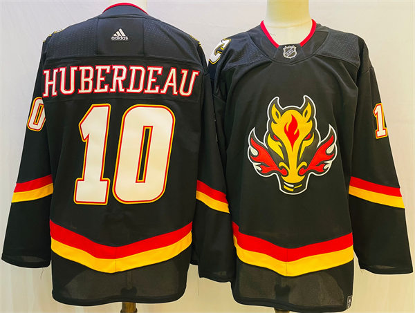  Men's Calgary Flames #10 Jonathan Huberdeau adidas Black Alternate Jersey 