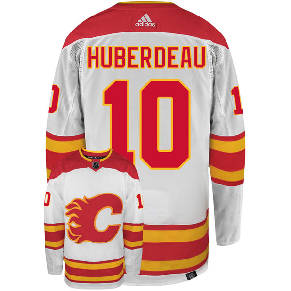  Men's Calgary Flames #10 Jonathan Huberdeau adidas white away player jersey 