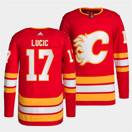  Men's Calgary Flames #17 Milan Lucic adidas Red Home Player Jersey 