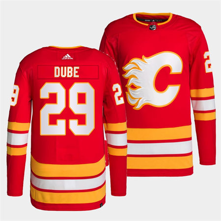  Men's Calgary Flames #29 Dillon Dube adidas Red Home Player Jersey 