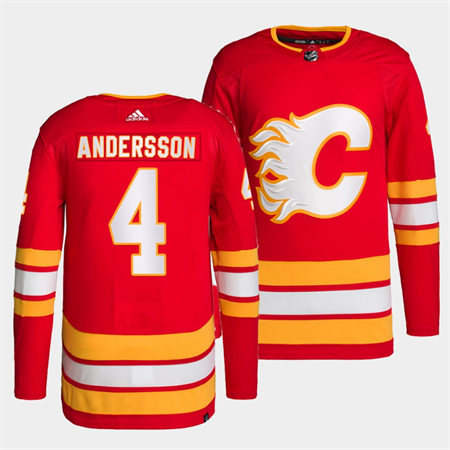  Men's Calgary Flames #4 Rasmus Andersson adidas Red Home Player Jersey 