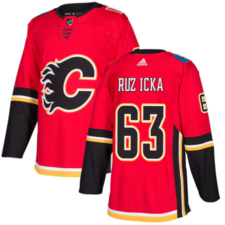  Men's Calgary Flames #63 Adam Ruzicka adidas Red Black Alternate Jersey 