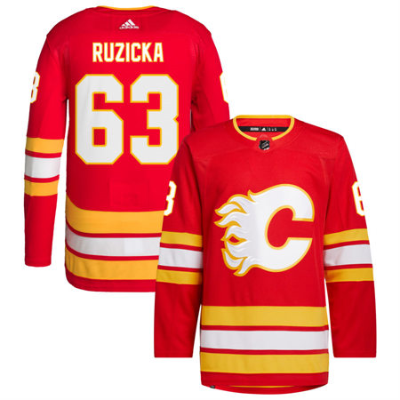  Men's Calgary Flames #63 Adam Ruzicka adidas Red Home Player Jersey 