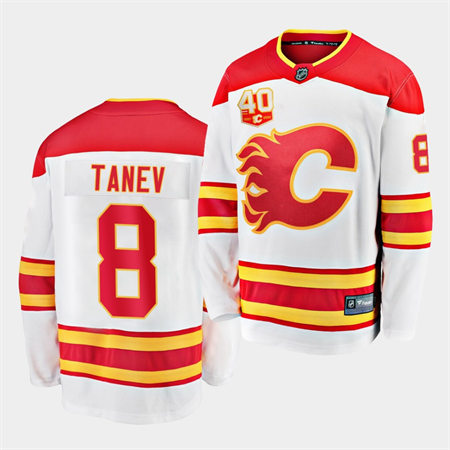  Men's Calgary Flames #8 Christopher Tanev Adidas White Away Player Jersey 