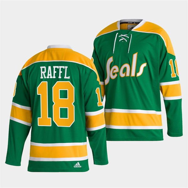  Men's California Golden Seals #18 Michael Raffl adidas Green Team Classics Jersey 