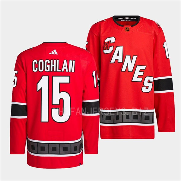  Men's Carolina Hurricanes #15 Dylan Coghlan Red 2022 Reverse Retro Primegreen Jersey 