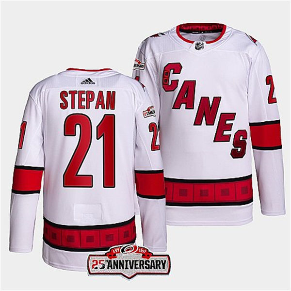  Men's Carolina Hurricanes #21 Derek Stepan Adidas White Away Premier Player Jersey 