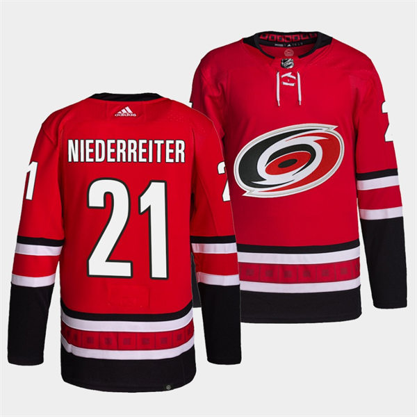  Men's Carolina Hurricanes #21 Nino Niederreiter Adidas Home Red Primegreen Player Jersey 