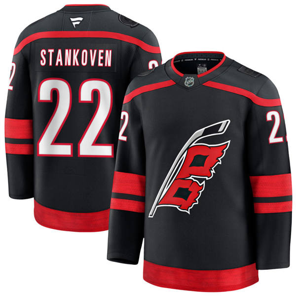  Men's Carolina Hurricanes #22 Logan Stankoven Fanatics Black Home Player Jersey 