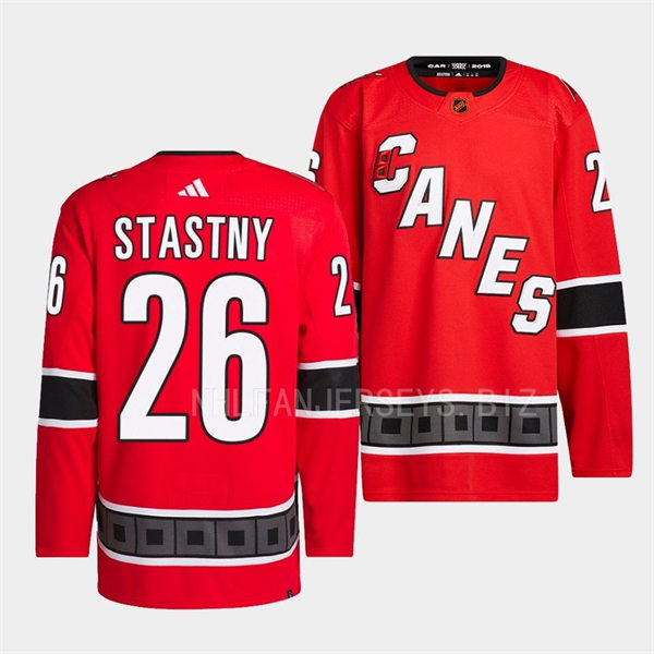  Men's Carolina Hurricanes #26 Paul Stastny Red 2022 Reverse Retro Primegreen Jersey 