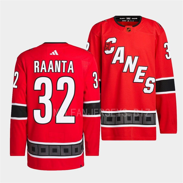  Men's Carolina Hurricanes #32 Antti Raanta Red 2022 Reverse Retro Primegreen Jersey 