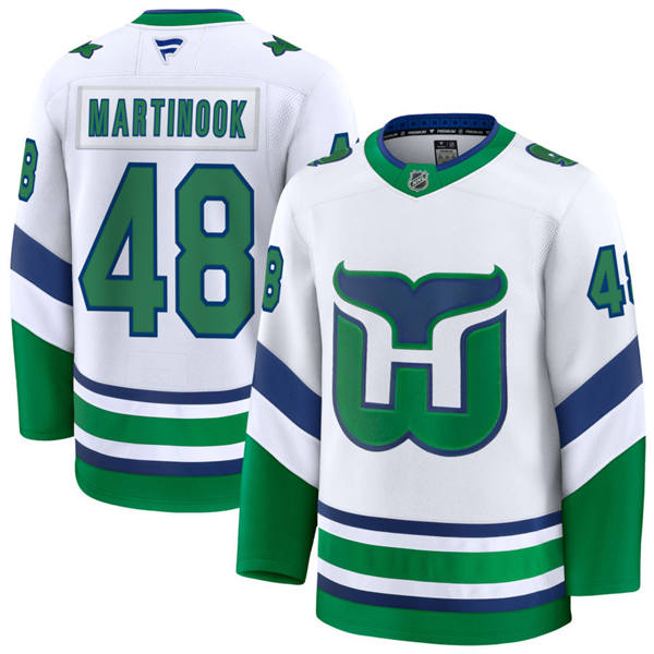  Men's Carolina Hurricanes #48 Jordan Martinook White Fanatics Throwback Premium Jersey 