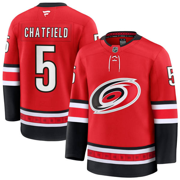  Men's Carolina Hurricanes #5 Jalen Chatfield Fanatics Alternate Red Primegreen Player Jersey 