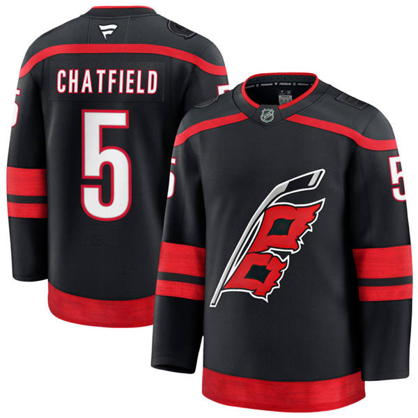  Men's Carolina Hurricanes #5 Jalen Chatfield Fanatics Black Home Player Jersey 