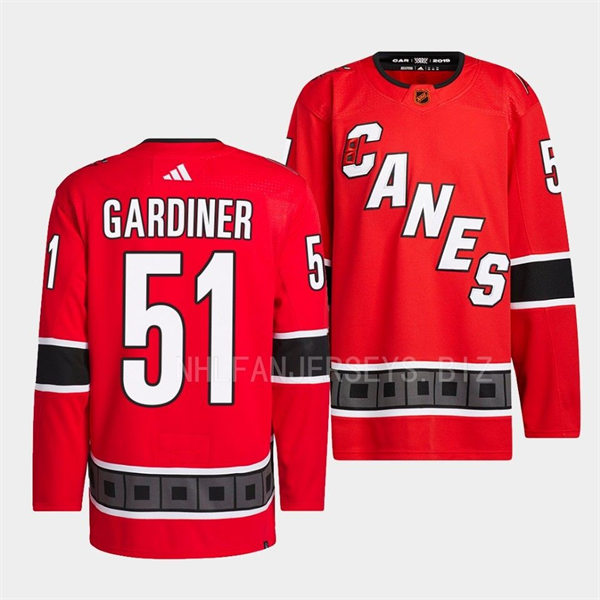  Men's Carolina Hurricanes #51 Jake Gardiner Red 2022 Reverse Retro Primegreen Jersey 